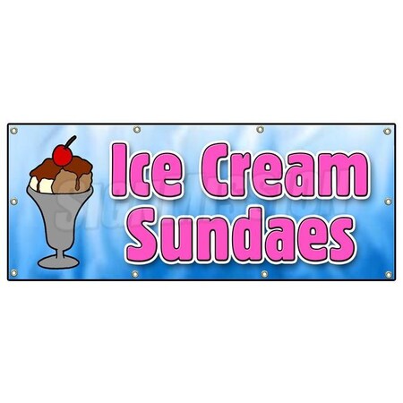 Signmission ICE CREAM SUNDAES BANNER SIGN cones float banana split egg cream waffle B-96 Ice Cream Sundaes